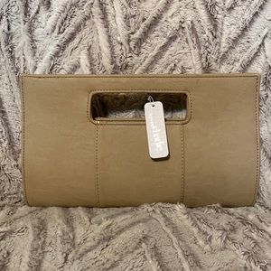 Tan clutch purse